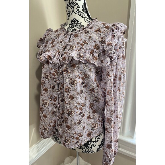Womens Veronica Beard Viveca Top Med Floral Lavender Multi Cottagecore Boho - Picture 6 of 15
